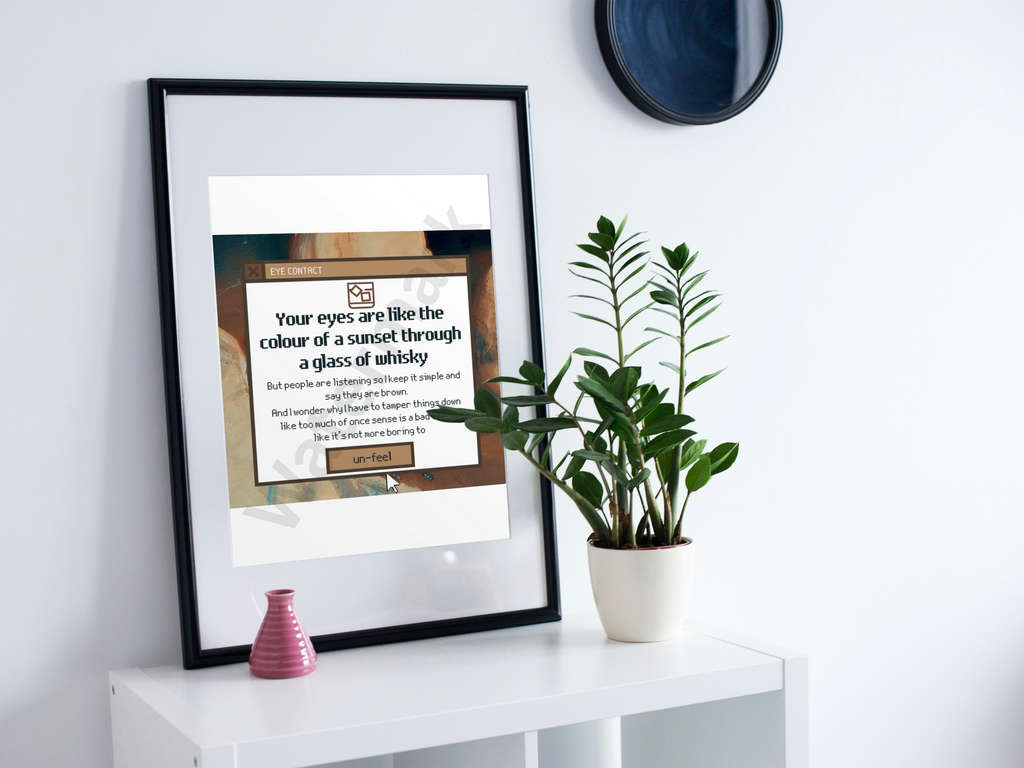 Framed Sunset eyes – Poetry Print | Modern Love Poem | Wall Art | Multiple Sizes