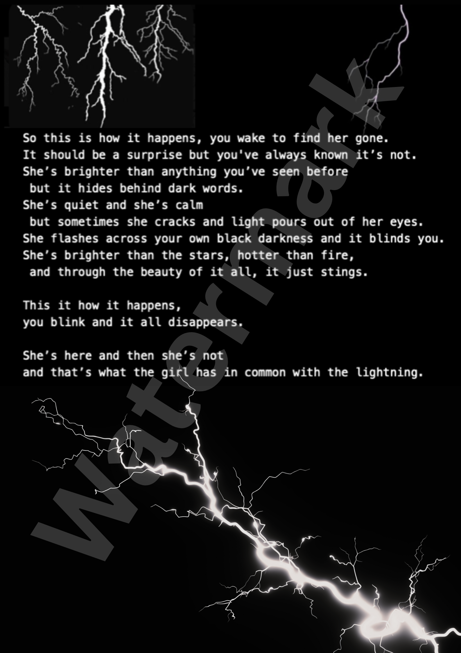 Lightning Girl Poetry (Print only) | Dark Romantic Wall Art | Gothic Home Decor | Multiple sizes