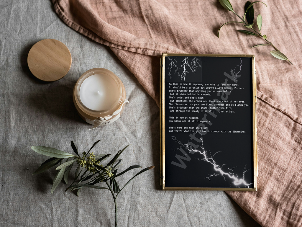 Lightning Girl Poetry (Print only) | Dark Romantic Wall Art | Gothic Home Decor | Multiple sizes