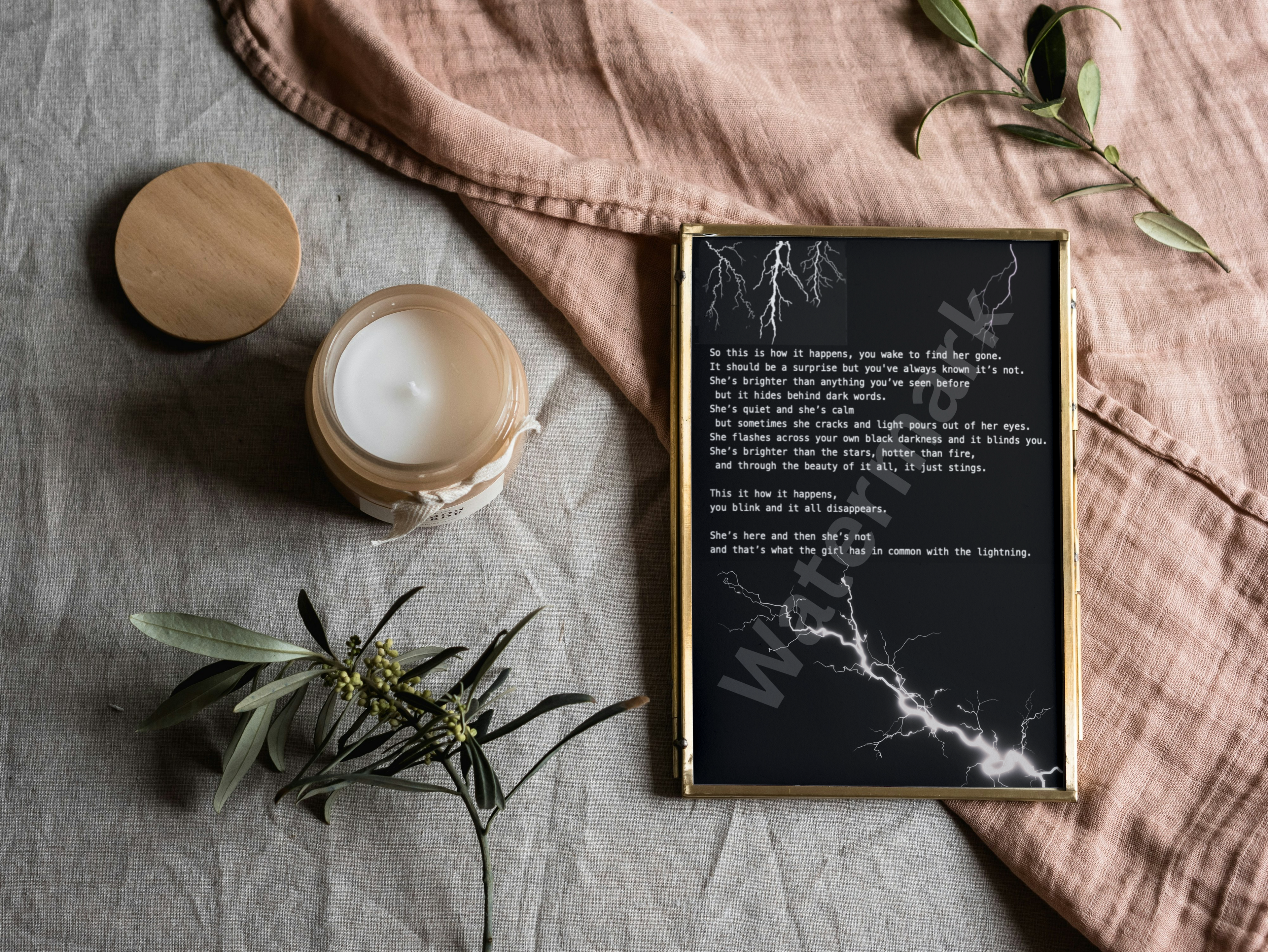 Lightning Girl Poetry (Print only) | Dark Romantic Wall Art | Gothic Home Decor | Multiple sizes